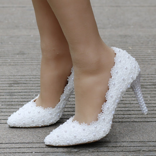 Pearl Lace Stiletto Shoes