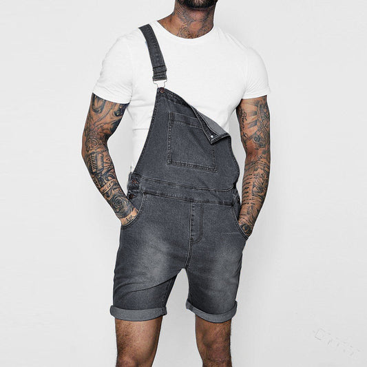 Trendy Men's Rolled-Up Bib Trousers